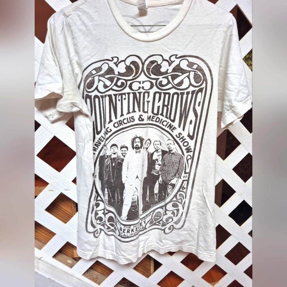 White Graphic Band T-Shirt Counting Crows Concert 2010